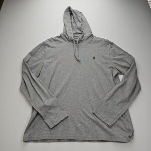 Polo Ralph Lauren Mens Gray Long Sleeve Hooded T-Shirt Cotton Jersey Pony L